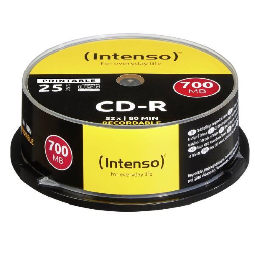 INTENSO 1801124 DISCO VERGINE CD-W 700MB 12X STAMPABILE 25 PZ